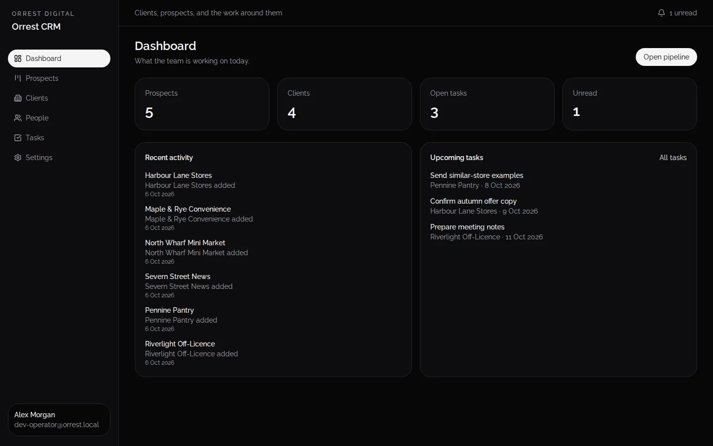Walkthrough of Orrest CRM