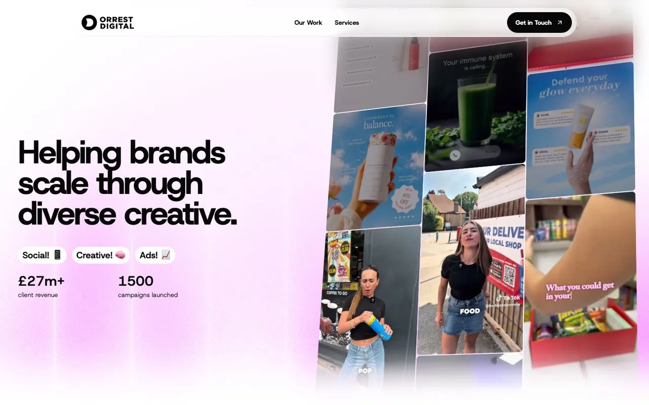 Homepage of the Orrest Digital website
